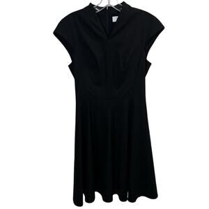 M.M. Lafleur Women's Black A Line Short Dress Wool Blend Sz 4 Short Cap Sleeve